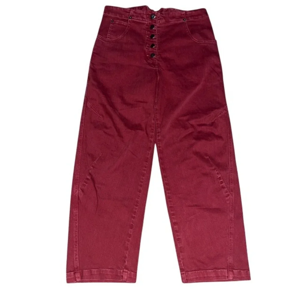 Rachel Comey Elkin Pants High Rise Wide Leg Cinch Back Pomona Overdye Paprika‎ 2